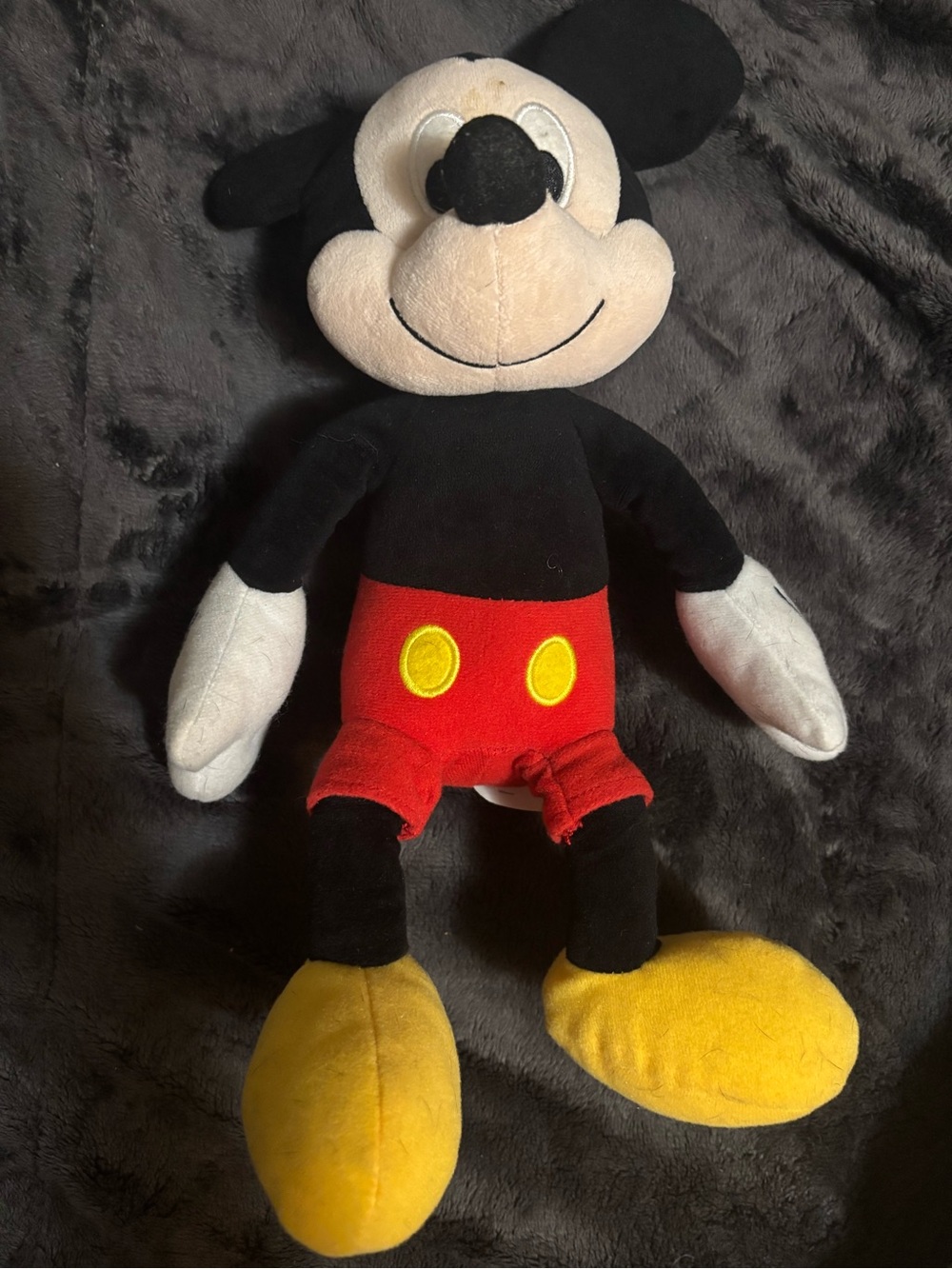 Classic Mickey Mouse Plush Toy - Black, Red, Yellow